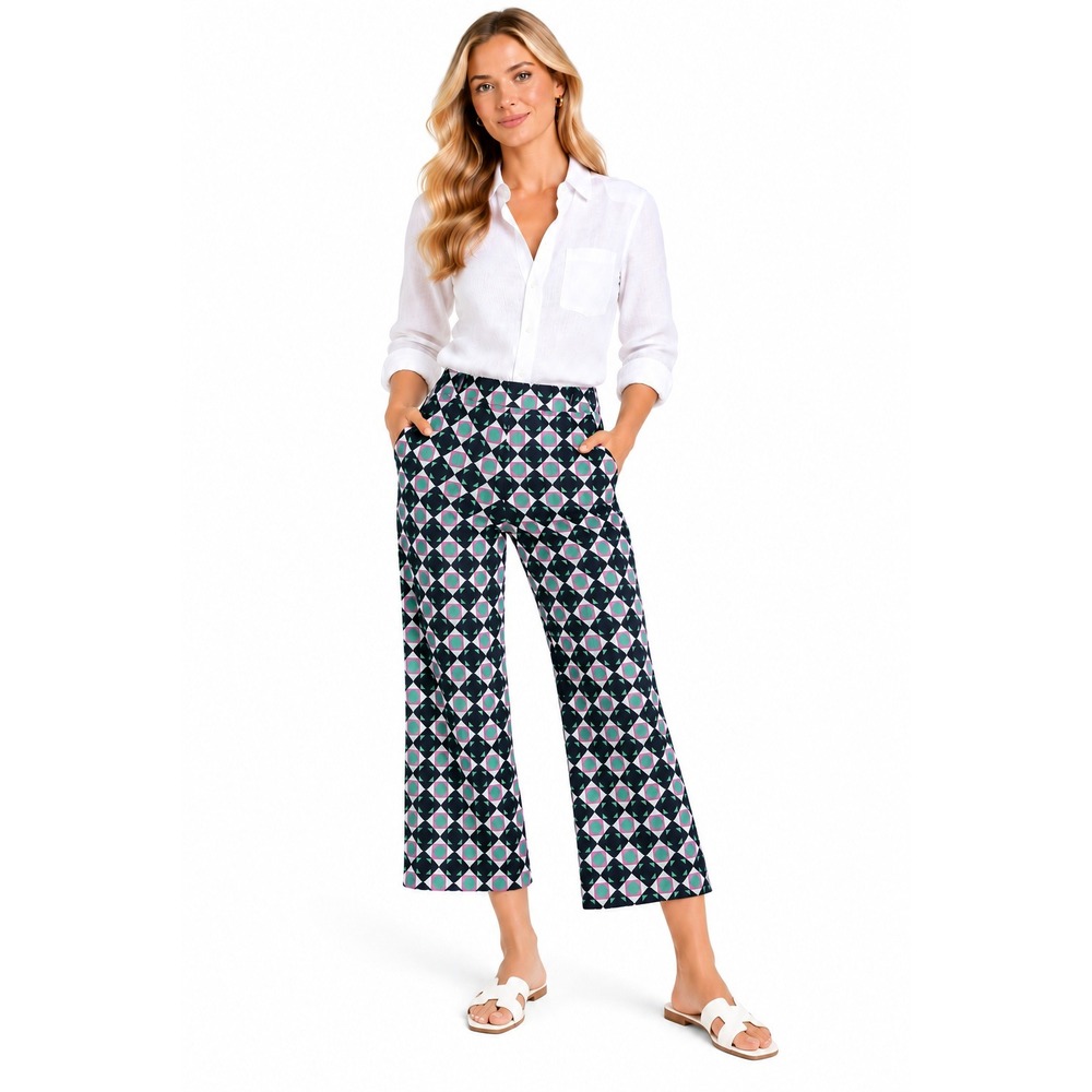 Maeve Anthropologie Margot Pants S Geometric Cropped Wide Leg Retro Art Deco Mod